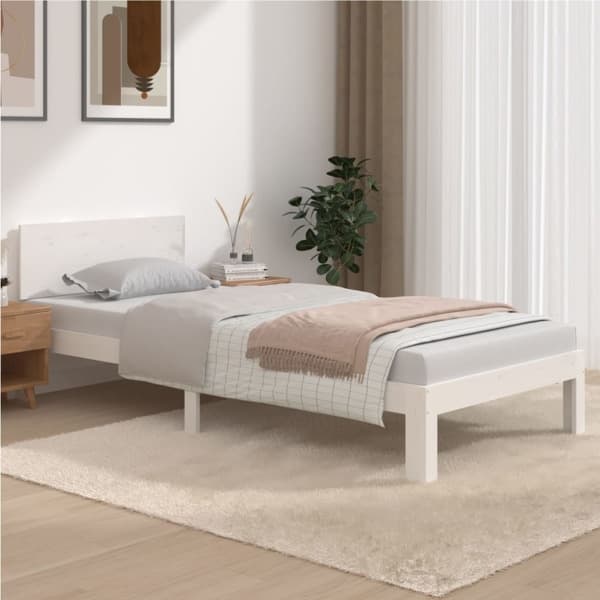 vidaXL Sängram vit massiv furu 90x200 cm Vit