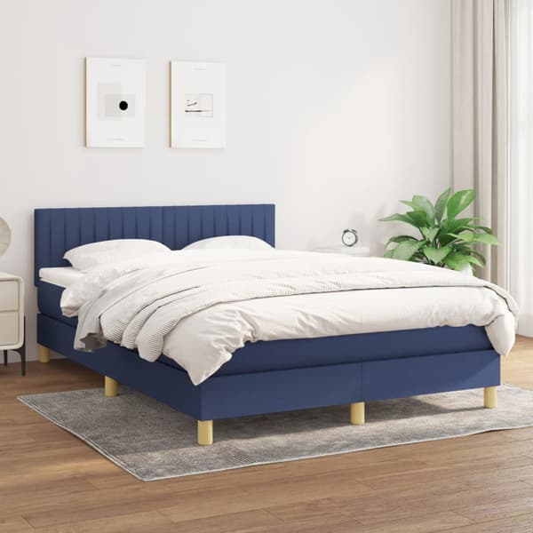 vidaXL Ramsäng med madrass blå 140x200 cm tyg Blå