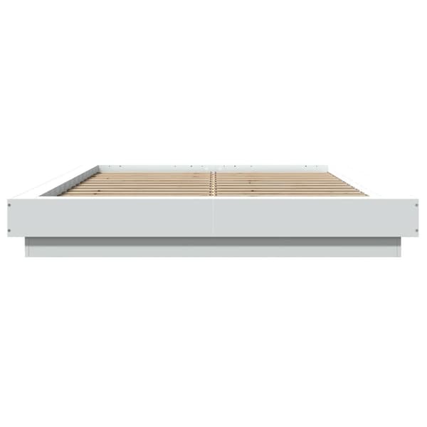 vidaXL Sängram med LEDs vit 140x190 cm konstruerat trä Vit