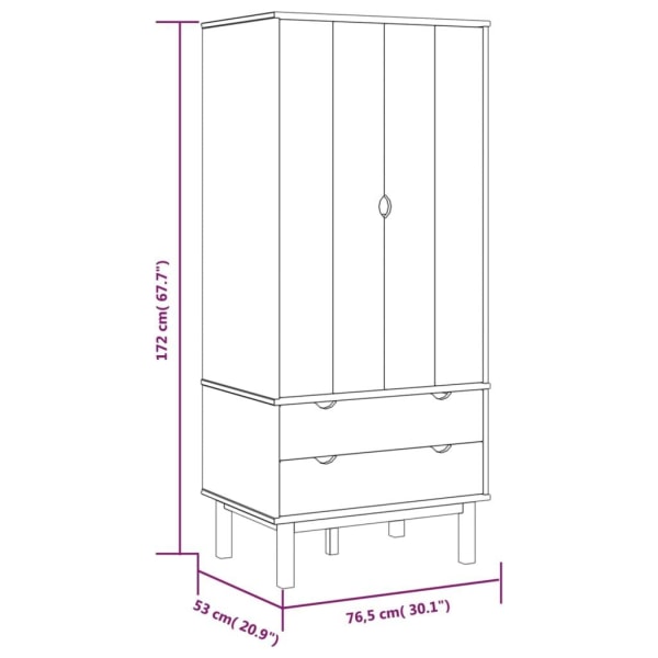 vidaXL Garderob OTTA brun&vit 76,5x53x172 cm massiv furu Vit