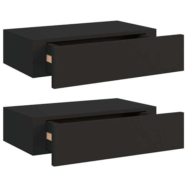 vidaXL Väggmonterade lådor svart 2 st 40x23,5x10 cm MDF Svart