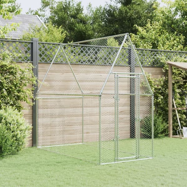 vidaXL Hönsbur silver 200x100x190 cm galvaniserat stål Silver