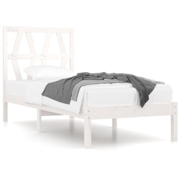 vidaXL Sängram vit massiv furu 100x200 cm enkelsäng Vit
