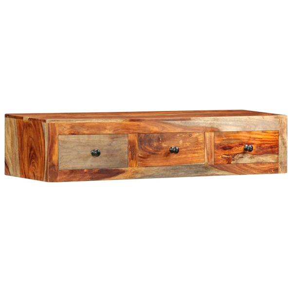 vidaXL Väggmonterat avlastningsbord 100x25x20 cm massivt sheshamträ Brun