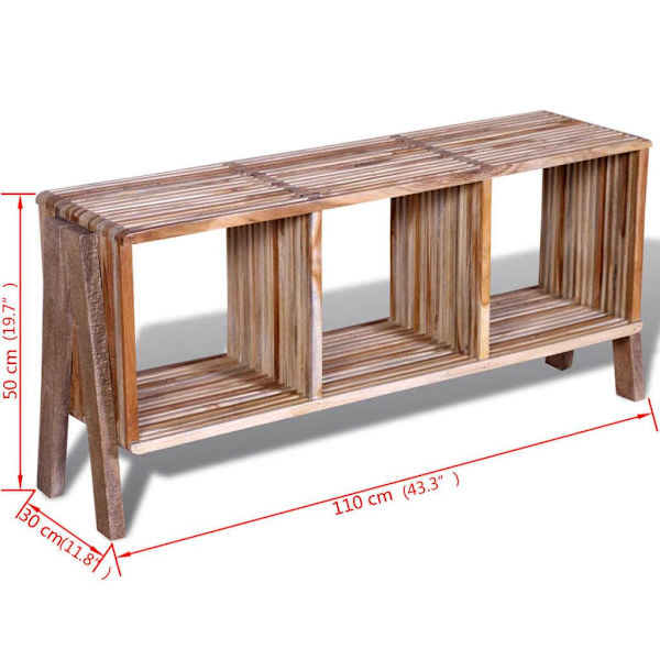 vidaXL TV bänk med 3 hyllor i återvunnen teak stapelbar design multifärg