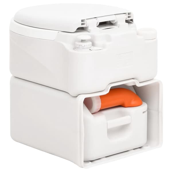 vidaXL Inbyggd campingtoalett vit 24+17 L HDPE & PP