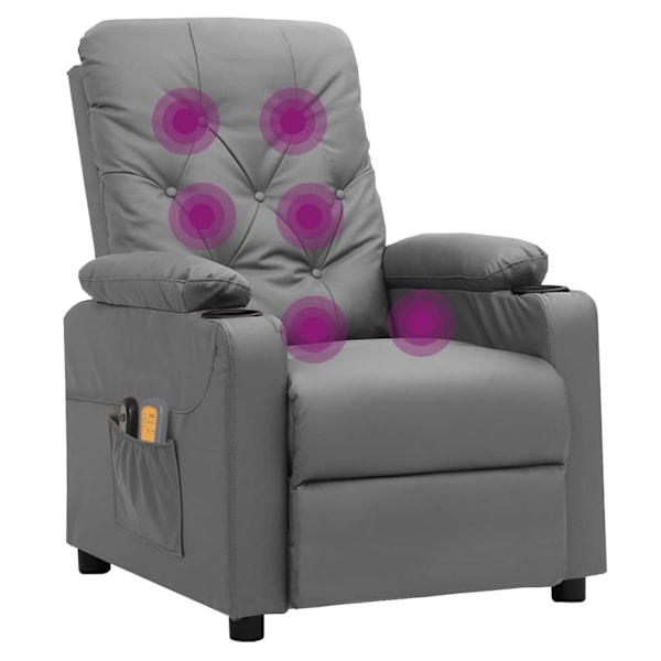 vidaXL Elektrisk massagefåtölj Grå konstläder Grå