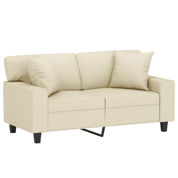 vidaXL 2-sits soffa med prydnadskuddar gräddvit 120 cm konstläder Kräm