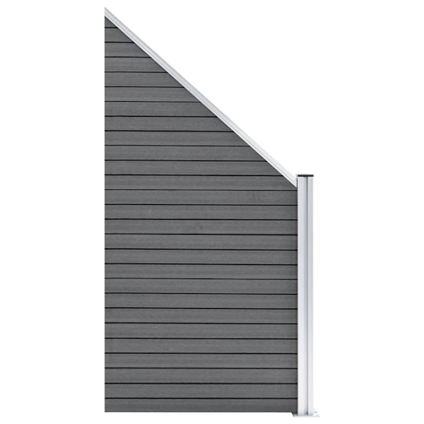 vidaXL WPC-staketpanel 2 fyrkantig + 1 vinklad 446x186 cm grå grå