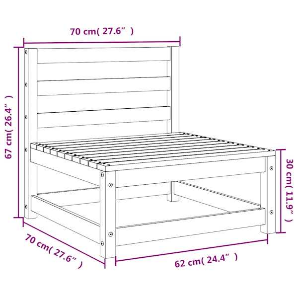 vidaXL Mittensoffa vit massiv furu Vit