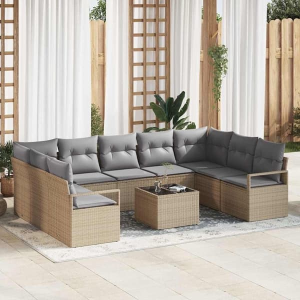 vidaXL Soffset 10 st Beige konstrotting Beige