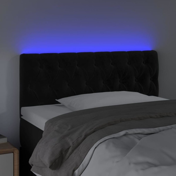 vidaXL Sänggavel LED svart 90x7x78/88 cm sammet Svart