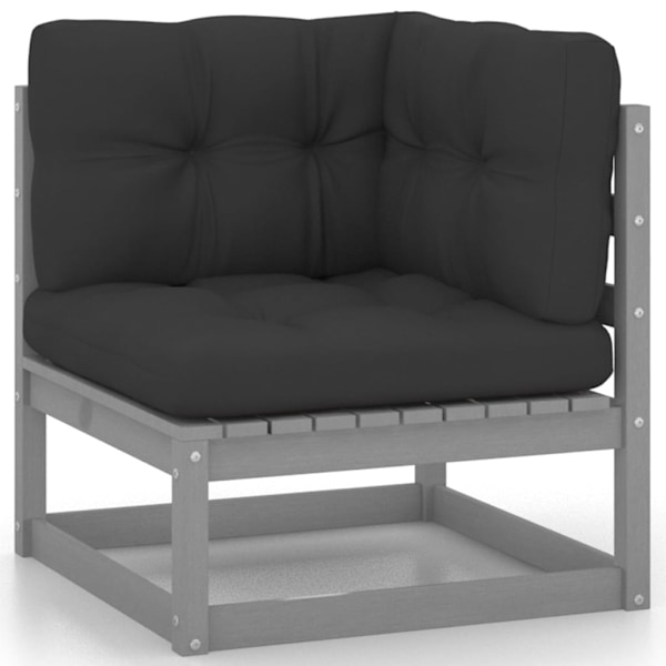 vidaXL Loungegrupp med dynor 5 delar massiv furu grå