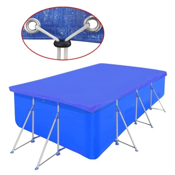 vidaXL Poolöverdrag rektangulär 394x207cm polyeten Blå