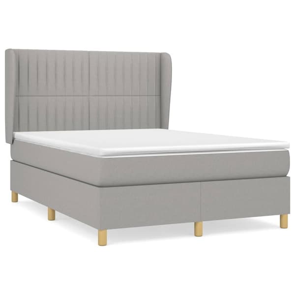vidaXL Ramsäng med madrass ljusgrå 140x200 cm tyg Grå