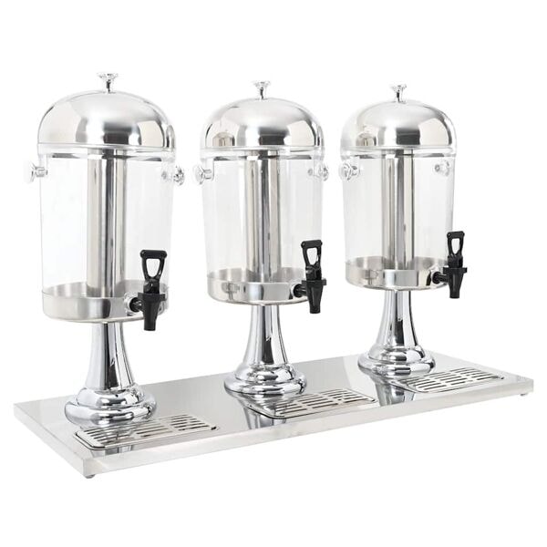 vidaXL Trippel juicebehållare rostfritt stål 3 x 8 L Silver