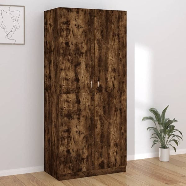 vidaXL Garderob rökfärgad ek 90x52x200 cm konstruerat trä Brun