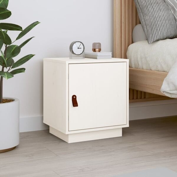 vidaXL Sängbord vit 40x34x45 cm massivt furuträ Vit