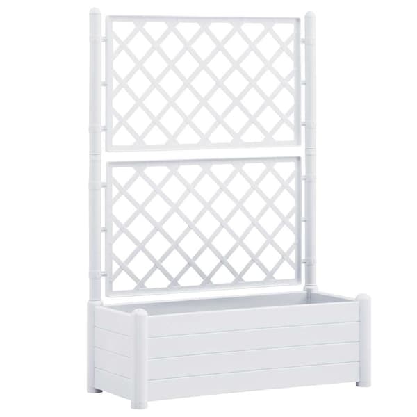 vidaXL Odlingslåda med spaljé 100x43x142 cm PP vit Vit