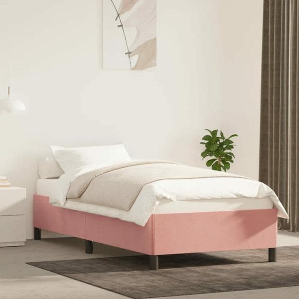 vidaXL Sängram rosa 100x200 cm sammet Rosa