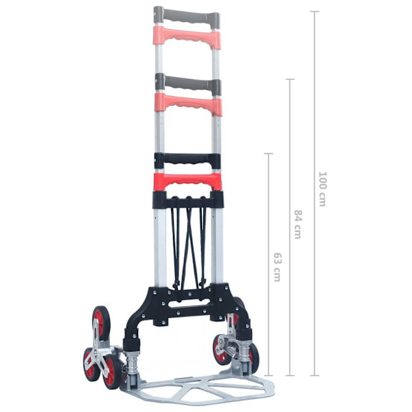 vidaXL Hopfällbar trappkärra 70 kg aluminium silver
