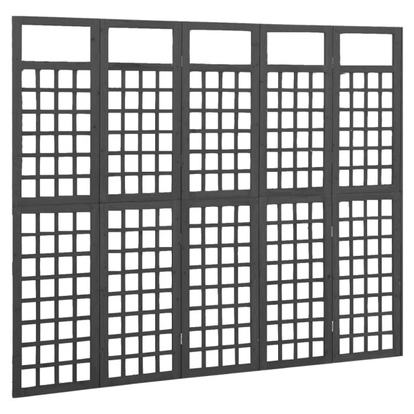 vidaXL Rumsavdelare/Spaljé 5 paneler massiv gran svart 201,5x180 Svart