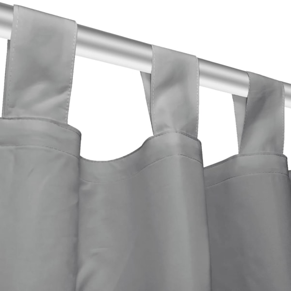 vidaXL Gardiner i microsatin 2 st med öglor 140x175 cm grå grå