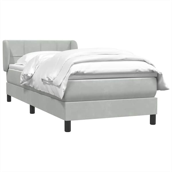 vidaXL Ramsäng med madrass ljusgrå 90x210 cm sammet Grå