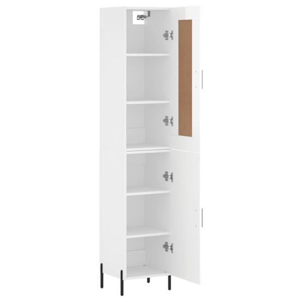 vidaXL Högskåp vit högglans 34,5x34x180 cm konstruerat trä Vit