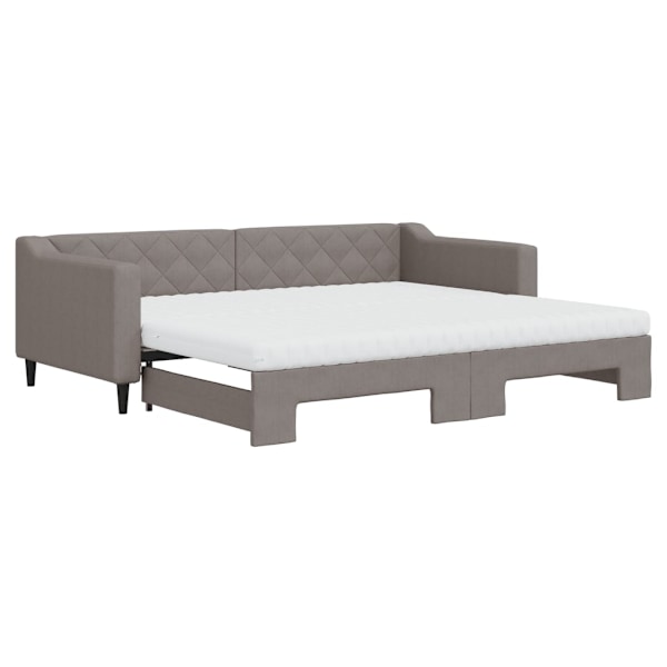 vidaXL Dagbädd utdragbar med madrasser taupe 90x200 cm tyg Taupe