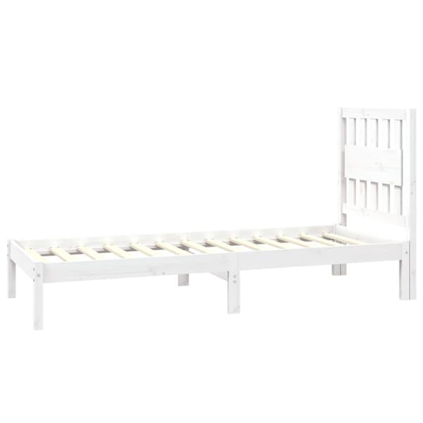 vidaXL Sängram vit massivt trä 75x190 cm Vit