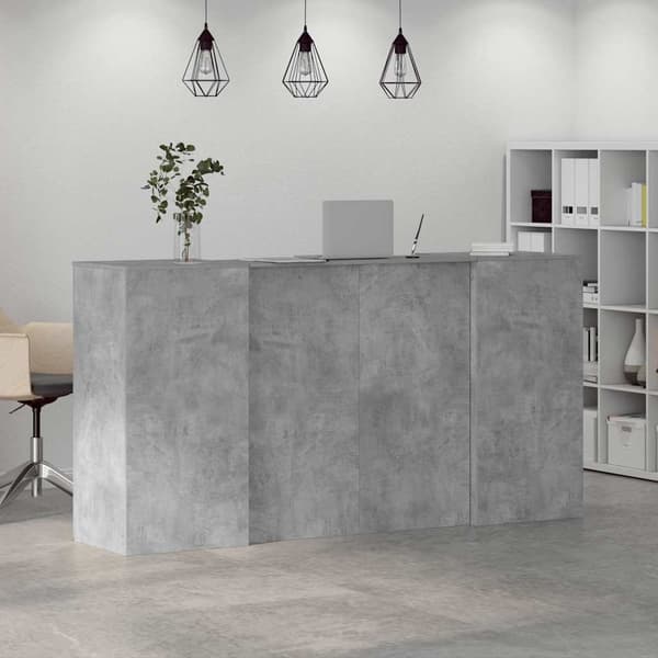 vidaXL Receptionsdisk betonggrå 200x50x103,5 cm konstruerat trä Grå
