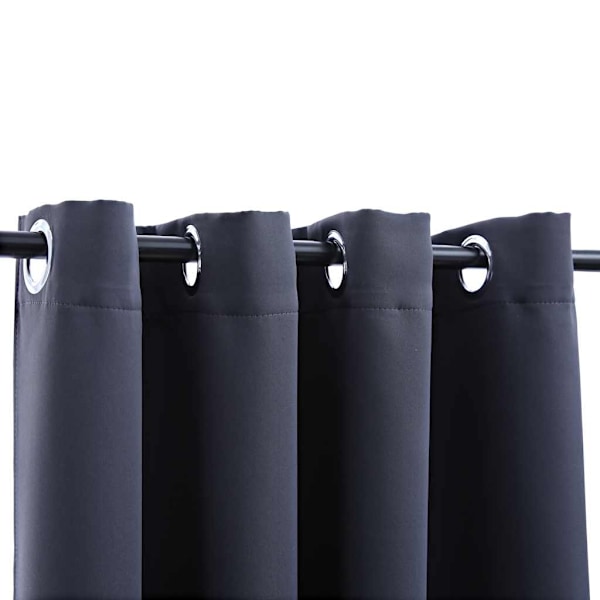 vidaXL Mörkläggningsgardiner med metallringar 2 st antracit 140x225 cm Antracit