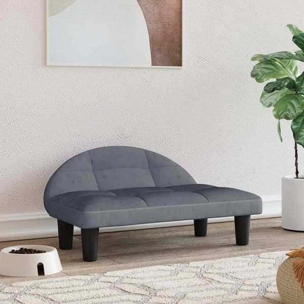 vidaXL Hundbädd mörkgrå 70x52x30 cm sammet Grå