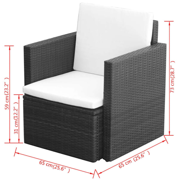 vidaXL Fåtölj konstrotting 65x65x73 cm svart Svart