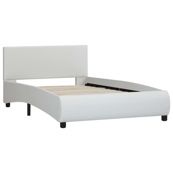 vidaXL Sängram med LED vit konstläder 90x200 cm Vit