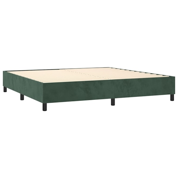 vidaXL Ramsäng med madrass & LED mörkgrön 200x200 cm sammet Grön
