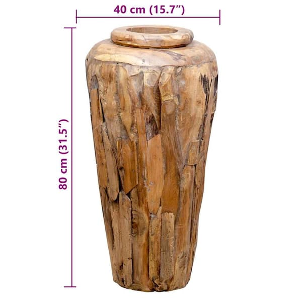 vidaXL Dekorativ vas 40x80 cm massiv teak Brun