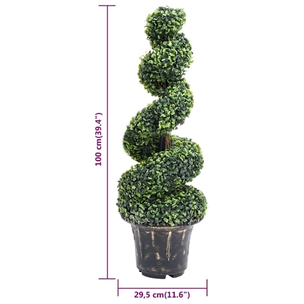 vidaXL Konstväxt buxbomar spiral med kruka 100 cm grön Grön