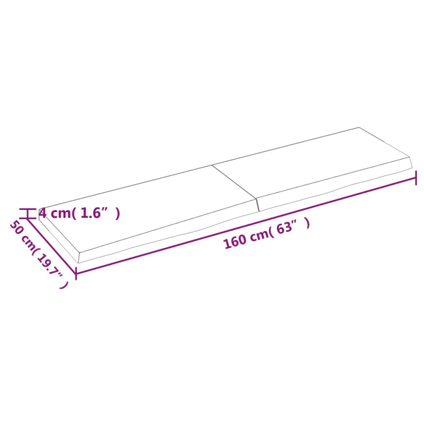 vidaXL Vägghylla ljusbrun 160x50x(2-4) cm behandlad massiv ek Brun