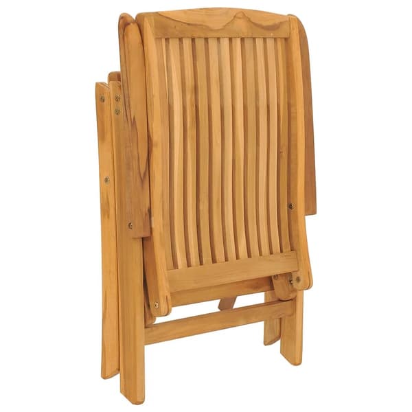 vidaXL Fällbara fåtöljer med dynor, 2 st, massivt trä, teak Brun