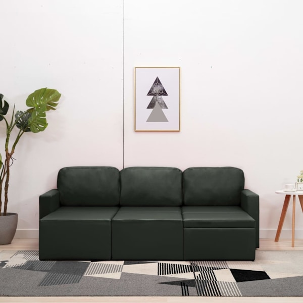 vidaXL Bäddsoffa modulär 3-sits grå konstläder grå