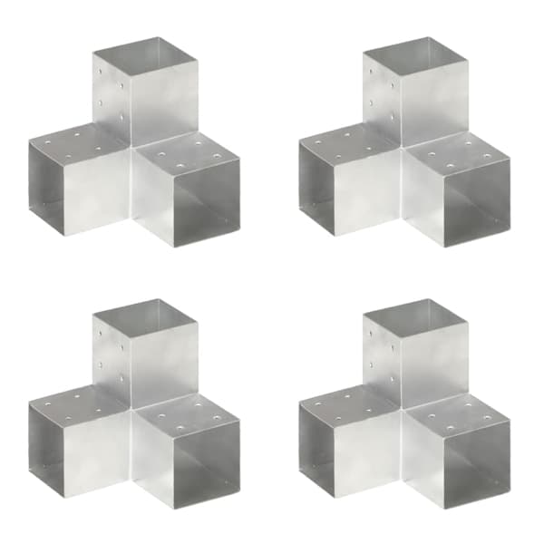 vidaXL Stolpbeslag 4 st Y-form galvaniserad metall 101x101 mm Silver