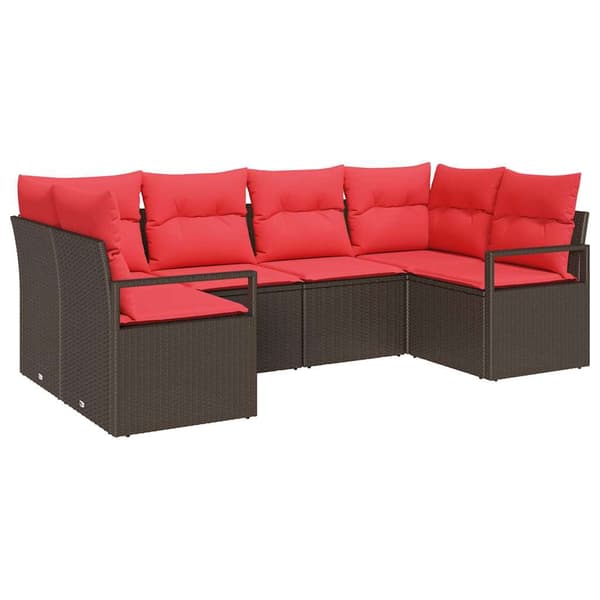 vidaXL Soffset 6 st Brun [Syntetisk]: Poly Rattan Brun