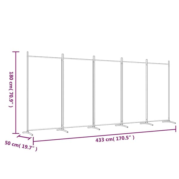 vidaXL Rumsavdelare 5 paneler brun 433x180 cm tyg Brun