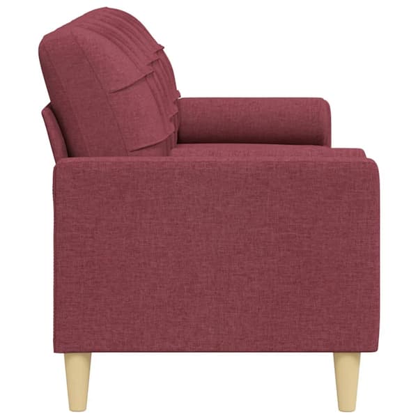 vidaXL 3-sitssoffa med prydnadskuddar vinröd 210 cm Tyg Röd
