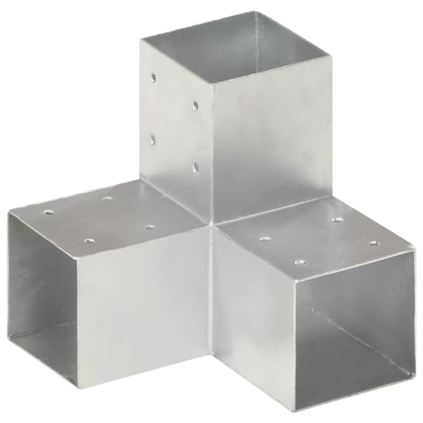 vidaXL Stolpbeslag 4 st Y-form galvaniserad metall 91x91 mm Silver