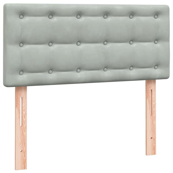 vidaXL Resårsäng med madrass ljusgrå 90x220 cm sammet Grå