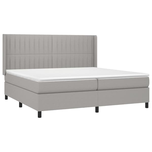 vidaXL Ramsäng med madrass ljusgrå 200x200 cm tyg Grå
