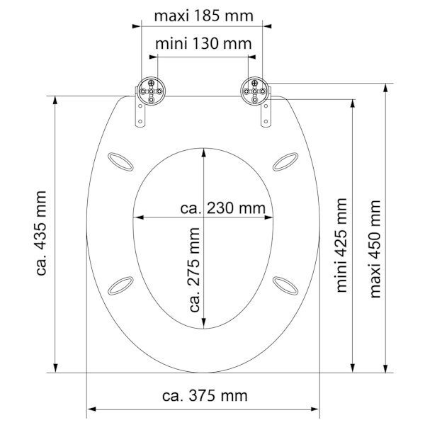 SCHÜTTE Toalettsits högglans med mjuk stängning GREY STEEL MDF multifärg
